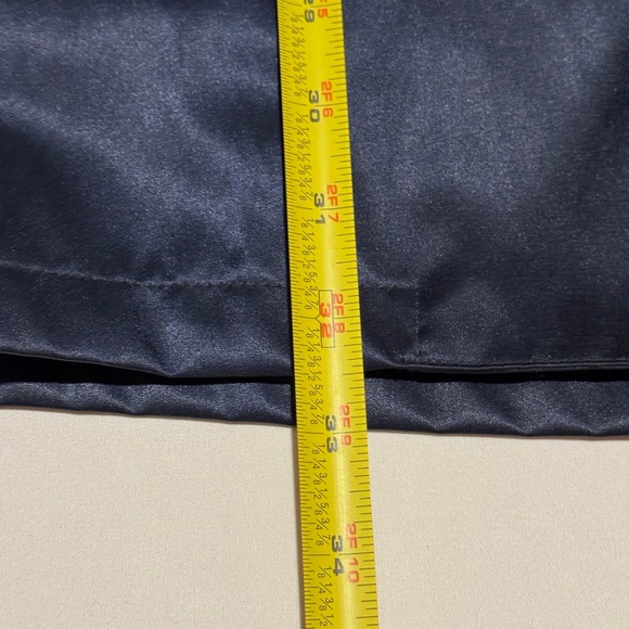 Ralph Lauren Midnight Blue Satin Jacket with Brown Leather Trim Sz Small - Picture 16 of 16